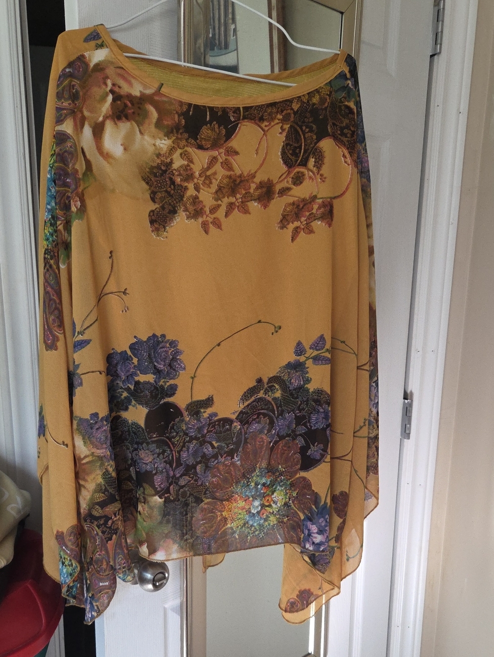 Mustard Floral Sheer Blouse